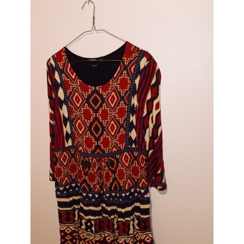Desigual Small Fit Flare‎ Multi Color Long Sleeve Knee Length Tunic